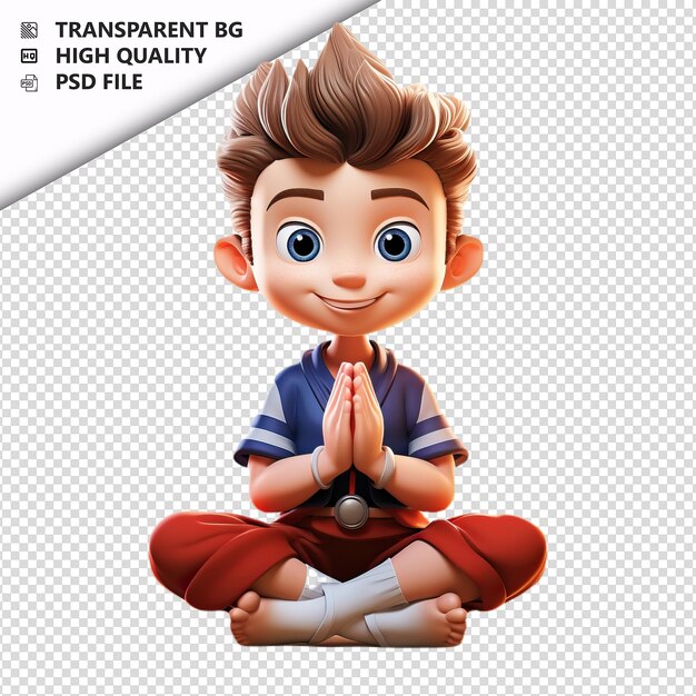 PSD american kid yoga 3d cartoon style z białym tłem