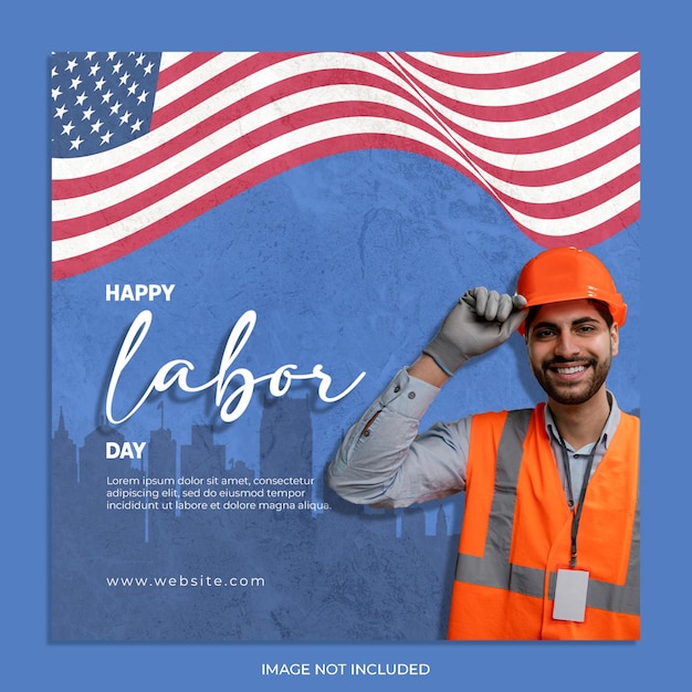 PSD american labor day celebration instagram post