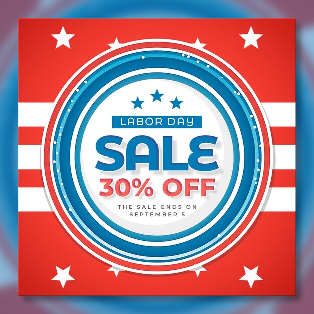 PSD american labor day sale banner instagram post