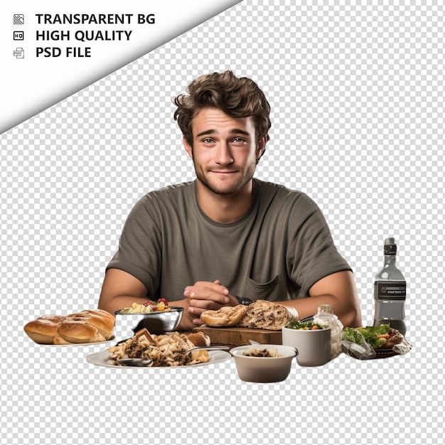 American man dining ultra realistische stijl witte achtergrond