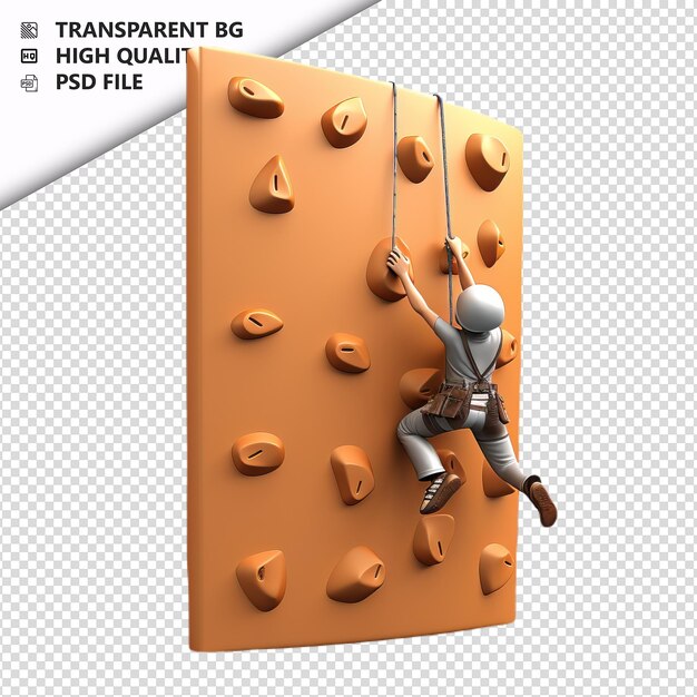 PSD american person climbing 3d cartoon style white backgroun