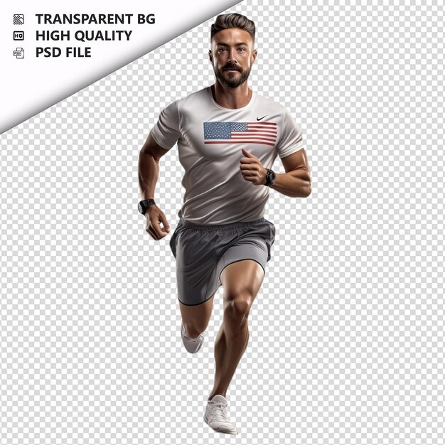 PSD american person gymming ultra realistic style white backg