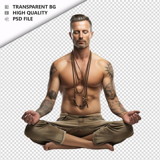 PSD american person yoga ultra realistische stijl witte achtergrond