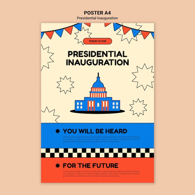 Premium PSD American presidential inauguration vertical poster template Premium PSD American presidential inauguration vertical poster template