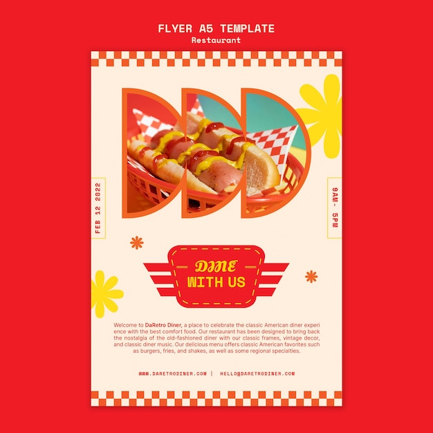 PSD american retro restaurant flyer template