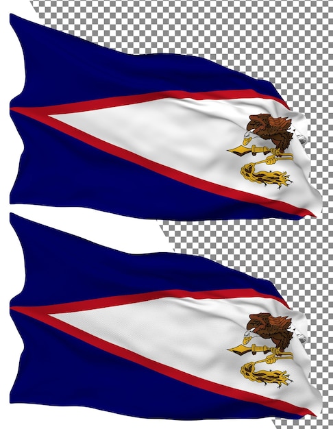 american samoa flag waves isolated in plain bump texture transparent background 3d rendering