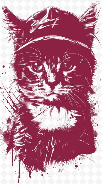 American shorthair cat wearing a baseball cap with a casual animals sketch art vector collections (amerikaanse kortharige kat die een honkbalpet draagt met een casual dieren sketch)