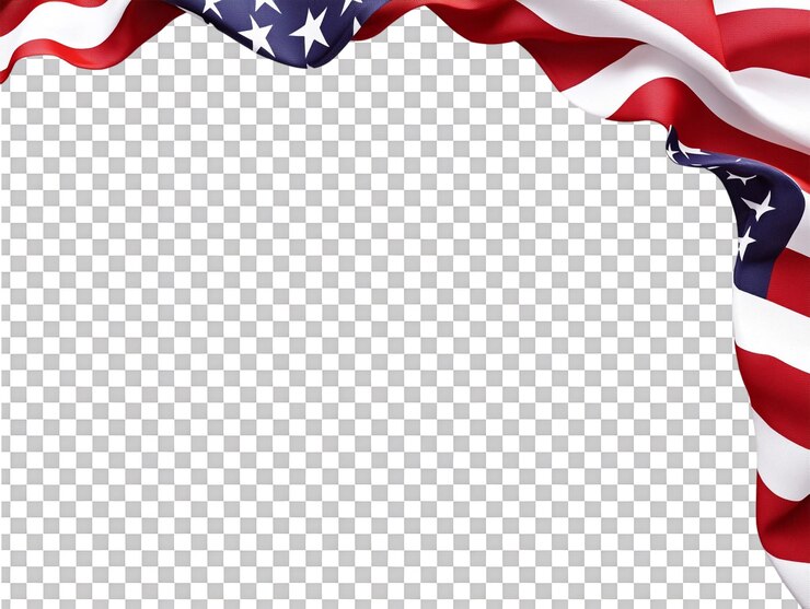 PSD american silk flag border with a central text space against transparent background