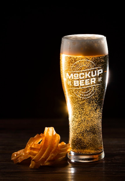 PSD american style beer glass mockup