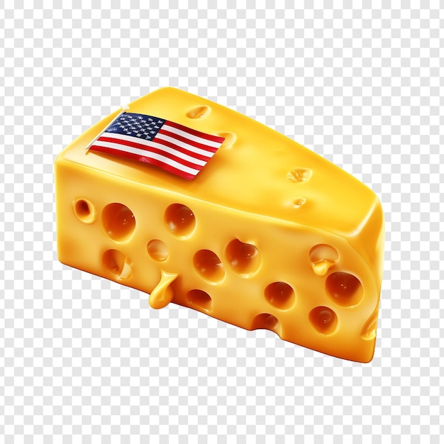 PSD amerikaanse kaas geïsoleerd op een doorzichtige achtergrond