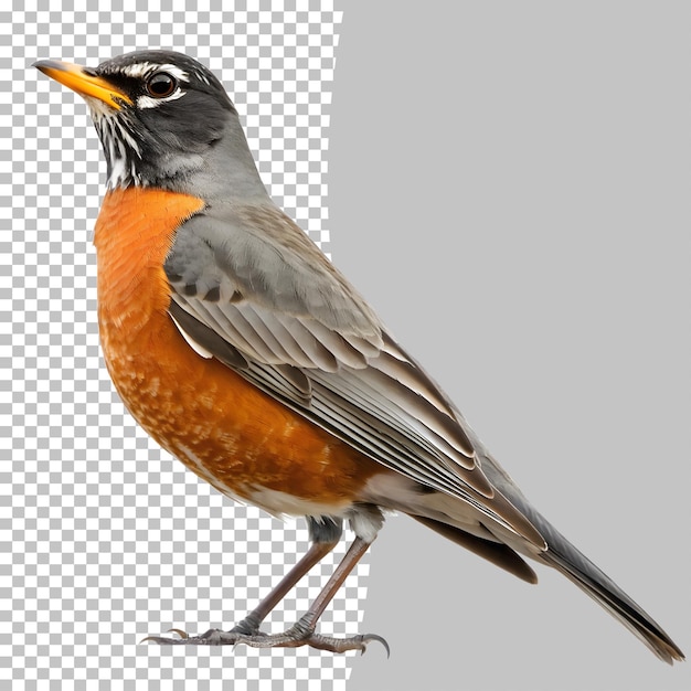 Amerykański Robin Bird z żywą pomarańczową piersią izolowany na przezroczystym tle
