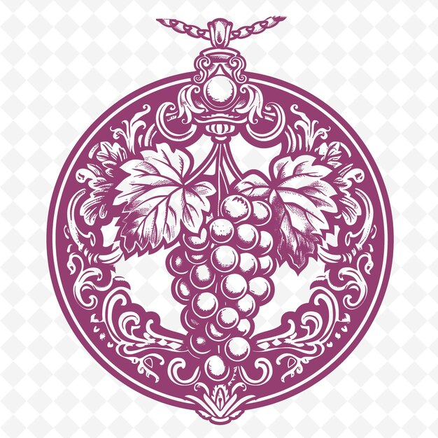 PSD amethyst line art with grapevine and grapes for decorations outline scribble arts of nature decor