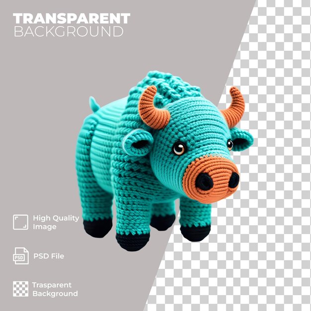 Amigurumi colorful beautiful cat on the transparent background generated by ai