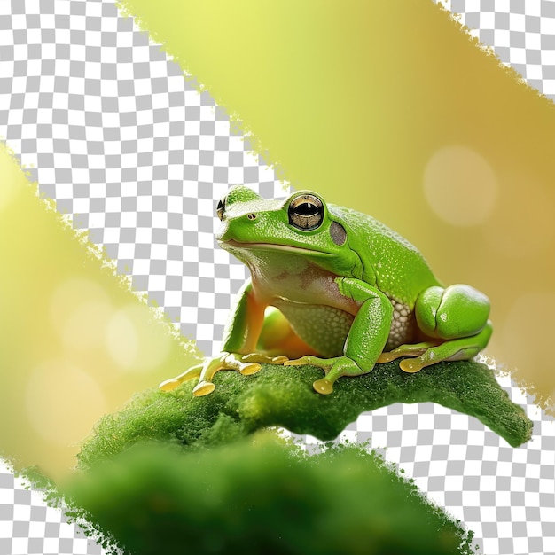 PSD amphibian animal green frog found on transparent background symbolizing paddy field