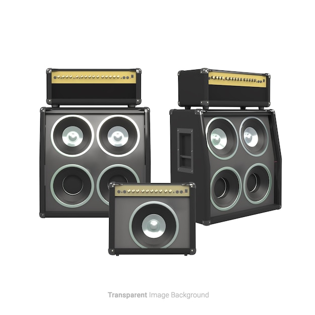 PSD amplifier speaker with on an isolated white background 3d rendering