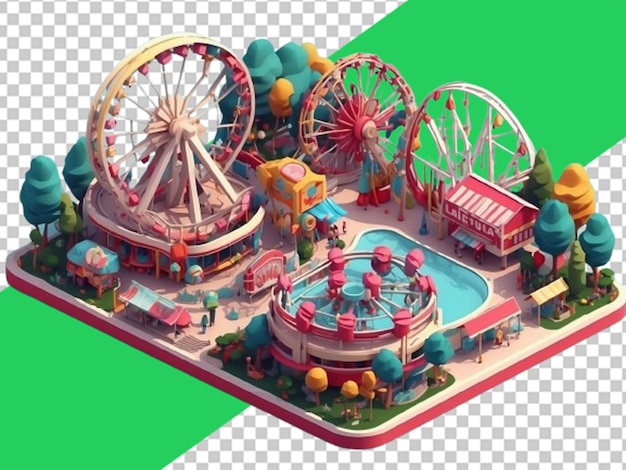 PSD amusement park isometric view generative