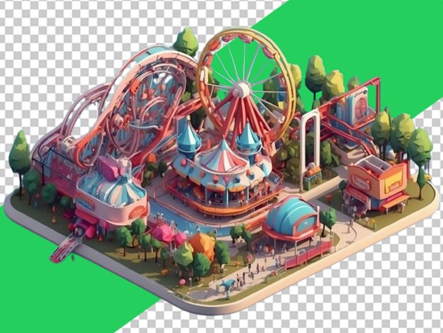 PSD amusement park isometric view generative