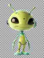 PSD Забавный мультфильм в стиле alien planet rig персонаж изолирован на прозрачном фоне