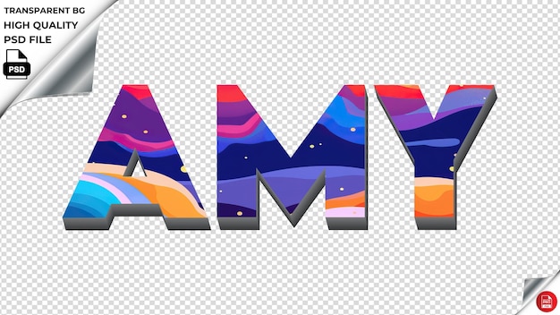 PSD amy typography flat colorful text texture psd transparent