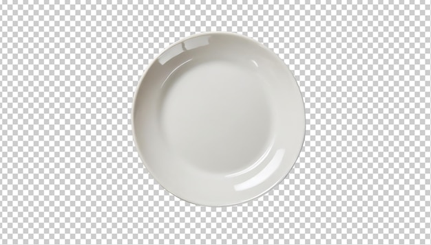 Пустая белая тарелка на прозрачном фоне