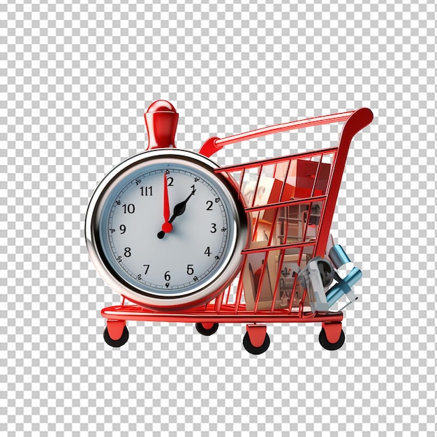PSD Иллюстрация концепции корзины для покупок время для покупок в интернете