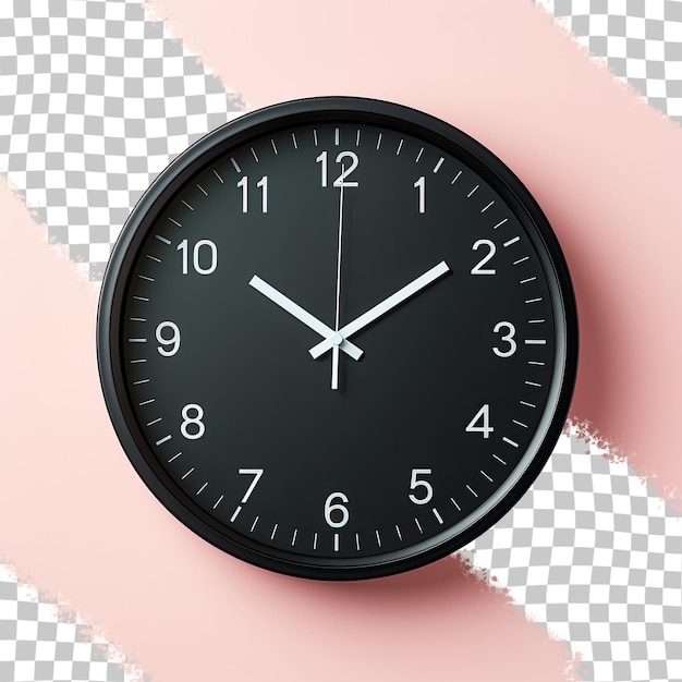 PSD Изолированный черный аналог часов, показывающий 12 30 на прозрачном фоне