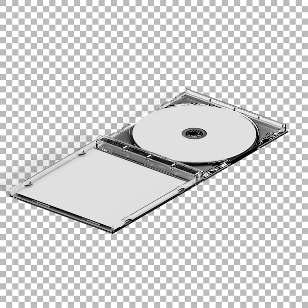 an open cd case displaying a blank disc typically used for storing music or data