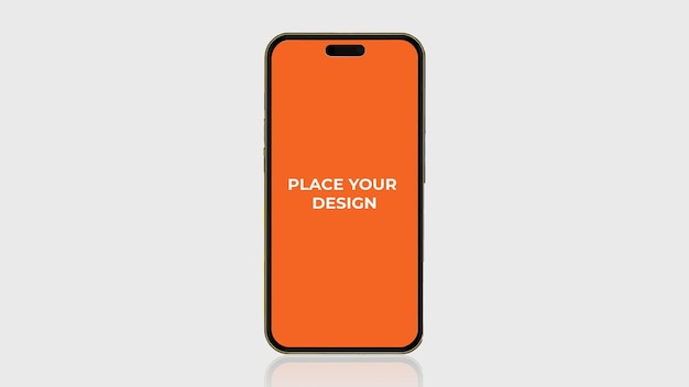 An orange phone with the words place your design on it