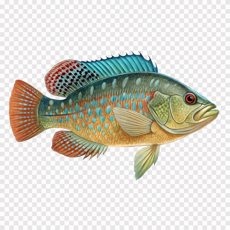 PSD anabas fish isolated on transparent background