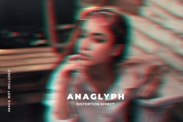 PSD anaglyph distortion photo effect template