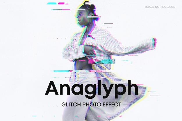 PSD anaglyph rgb glitch photo effect