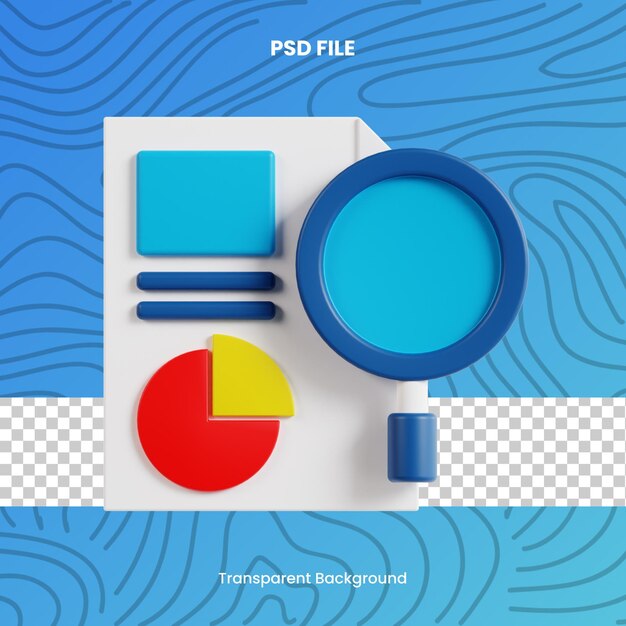PSD analityka danych 3d renderowanie ikony ilustracja marketing cyfrowy