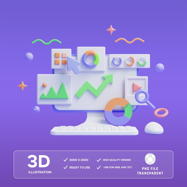 Analiza SEO PSD ilustracja 3D
