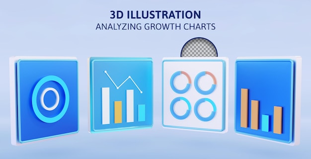 Analiza Wykresów Wzrostu Ilustracja Renderingu 3d