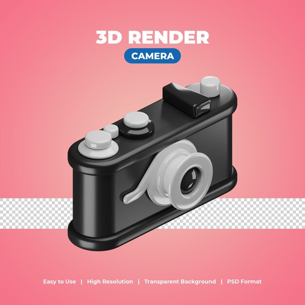 PSD Аналоговая камера с иллюстрацией значка 3d рендеринга