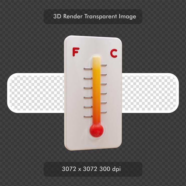 PSD 模拟温度计 3d 渲染图标插图