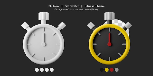PSD analogowy stoper zegar ikona 3d sprzęt do ćwiczeń fitness motyw