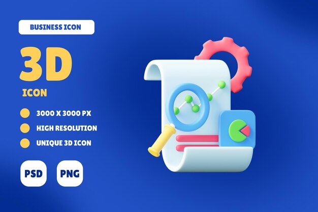 PSD analysis business and finance 3d icon