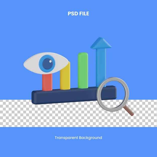 PSD analisi insight illustrazione dell'icona di rendering 3d analitica