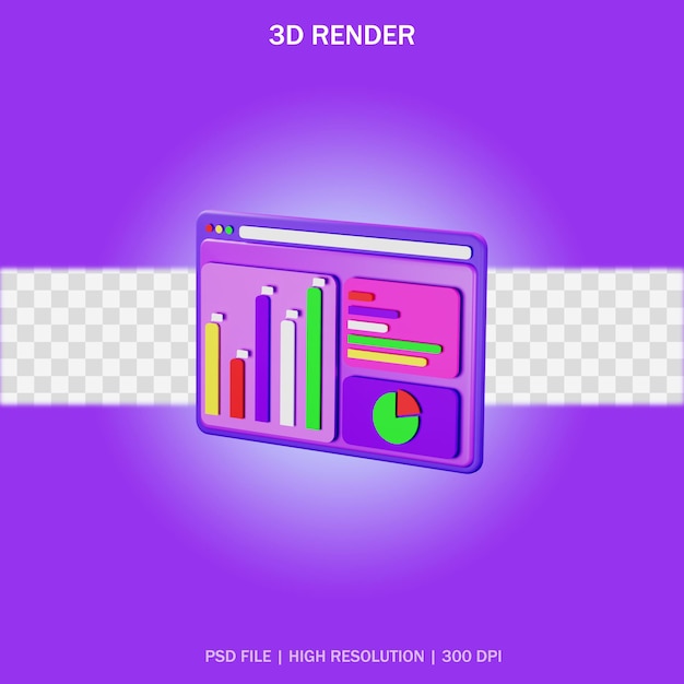 PSD analytic application with transparent background in 3d design