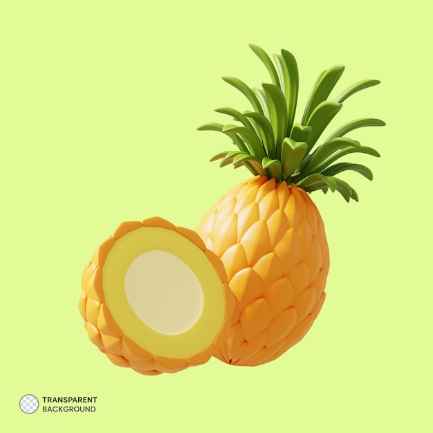 Ananas Ikona Na Białym Tle 3d Render Ilustracja