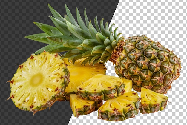 PSD ananas jest pocięty na plasterki i umieszczony png