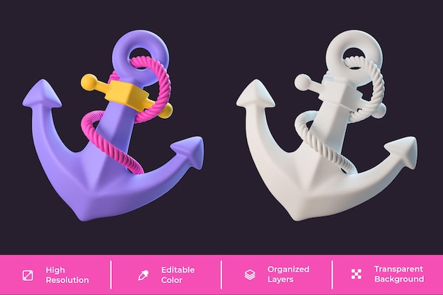 Anchor 3D icon render isolated