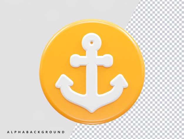 Anchor icon rendering 3d illustration