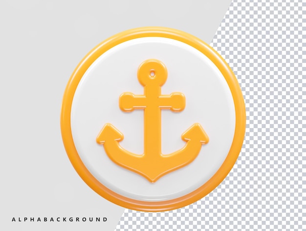 Anchor icon rendering 3d illustration
