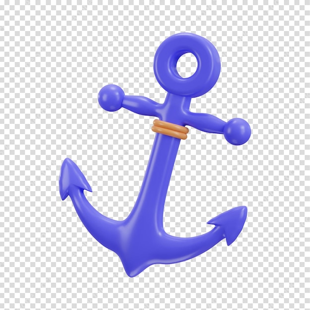 anchor icon with rounded button icon 3d rendering vector illustration