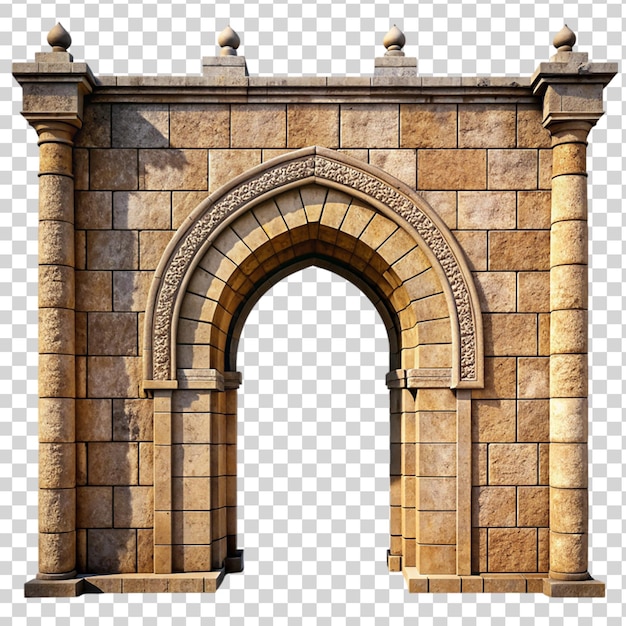 PSD ancient arched gate on transparent background