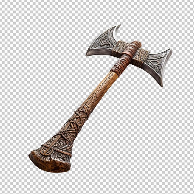 Ancient axe isolated on transparent background