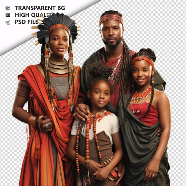 PSD ancient black family ultra realistic style white backgrou