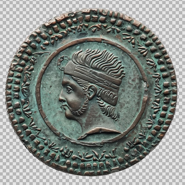 PSD ancient coin on transparent background